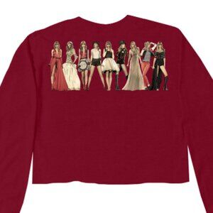 Taylor Swift RED (Taylor's Version) Eras Dark Red Cropped Long Sleeve T-Shirt